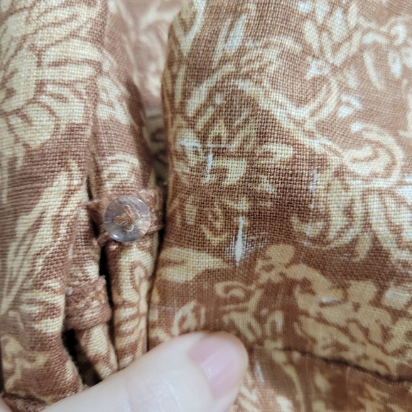 Faherty Earthy Brown Floral Paisley Garden Girl Ashley Linen Wrap Dress S - Picture 10 of 16